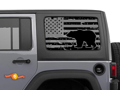 USA-vlag draag achterzijraamsticker set voor Jeep Wrangler Hardtop