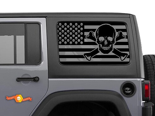 USA Vlag Skull and Bones Voorruitsticker Decal Voor Jeep Wrangler Rubicon Hardtop JKU JLU 2007-2019 of Tacoma 4Runner Tundra Charger Challenger