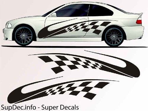 Ruitenmotief Vlag Strepen Zij Vinyl Decal Sticker