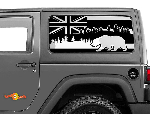 Hawaï Vlag en Beer Zijraam Vinyl Decal Sticker voor Jeep Wrangler 2007-2019