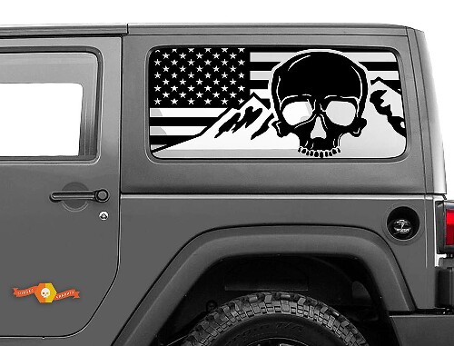 USA Vlag Schedel Bergen Voorruit Sticker Decal Voor Jeep Wrangler Rubicon Hardtop JKU JLU 2007-2019 of Tacoma 4Runner Tundra Charger Challenger