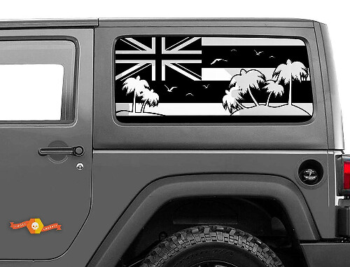 Hawaï Vlag Palmen Zijruit Vinyl Decal Sticker voor Jeep Wrangler 2007-2019