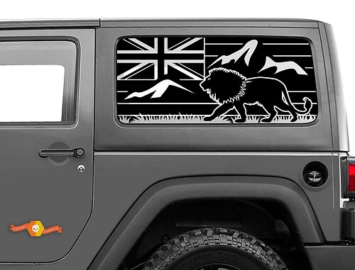 Hawaii vlag Lion Mountains Jeep Wrangler Rubicon hardtop stickers
