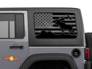 Jeep Wrangler Rubicon Hardtop USA vlag Moose Eagle Mountains voorruit sticker JKU JLU 2007-2019 of Tacoma 4Runner Tundra Subaru Charger Challenger - 32
