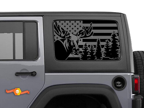 USA-vlag Eland Bos Zijraam Vinyl Decal Kit voor Jeep Wrangler Hardtop