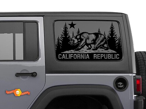 Jeep Wrangler Rubicon Hardtop California Republic Bear Voorruit Sticker Decal JKU JLU 2007-2019 of Tacoma 4Runner Tundra Suba Charger Challenger - 36
