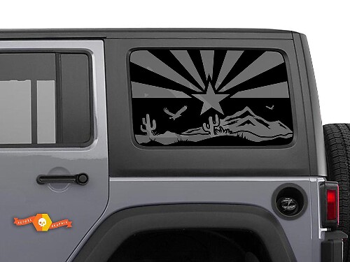 Arizona vlag woestijnlandschap sticker voor Jeep Wrangler Rubicon Hardtop JKU JLU 2007-2019 of Tacoma 4Runner Tundra Charger Challenger