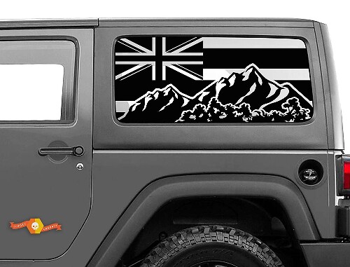 Vlag Hawaii Bergen Voorruitsticker Decal 2 Voor Jeep Wrangler Rubicon Hardtop JKU JLU 2007-2019 of Tacoma 4Runner Tundra Charger Challenger