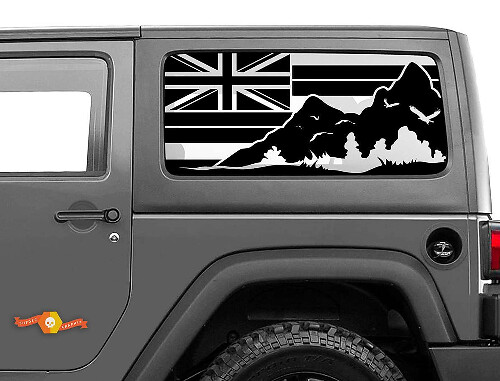 Hawaï Vlag Grote Bergen Zijraam Vinyl Decal Sticker voor Jeep Wrangler 2007-2019