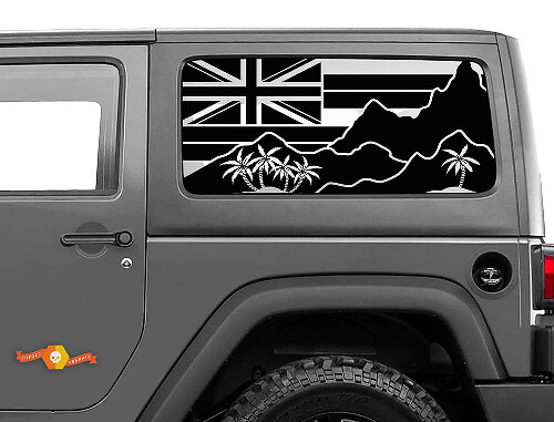 Hawaï Vlag Bergen Palmen Zijdraai Vinyl Decal Sticker voor Jeep Wrangler 2007-2019