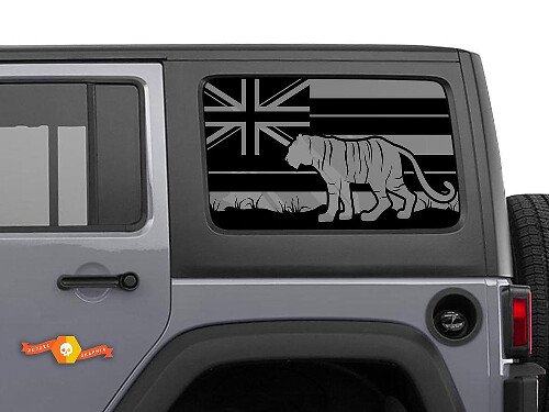 Hawaii Vlag Tijger Zijruit Vinyl Decal Sticker voor Jeep Wrangler 2007-2019