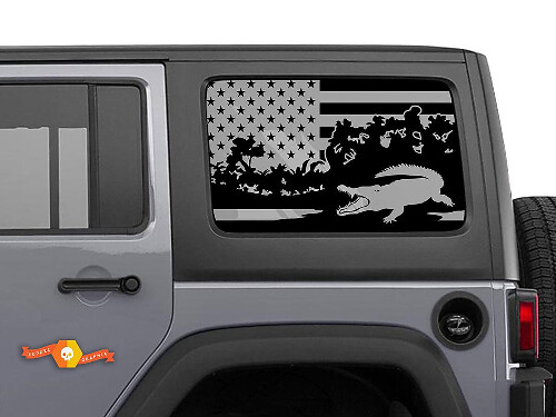 Alligator Amerikaanse vlag hardtop zijraamsticker geschikt voor Tacoma 4Runner Tundra Suba Jeep Wrangler
