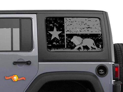 Verwoeste Texas Vlag Leeuw Zijraam Vinyl Decal Sticker voor Jeep Wrangler 2007-2019