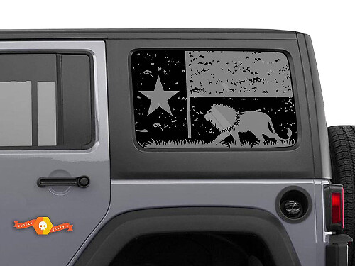 Hardtop Texas Vlag Leeuw Bergen Vernield Ruitsticker Sticker voor Jeep Wrangler Rubicon JKU JLU 2007-2019 of Tacoma 4Runner Tundra Charger Challenger