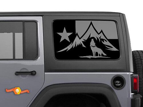 Texas Vlag Bos Wolf Bergen Voorruit Sticker Decal voor Jeep Wrangler Rubicon Hardtop
