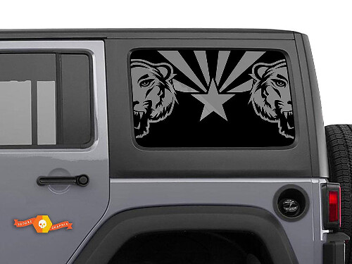 Vlag van Arizona met zijraamstickers van Tiger voor Jeep Wrangler Rubicon Hardtop
