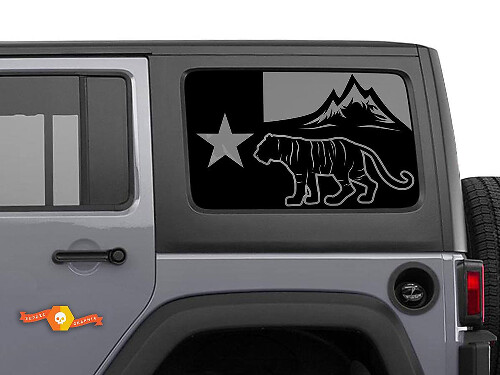 Texas Vlag Tijger Zijruit Vinyl Decal Sticker voor Jeep Wrangler 2007-2019