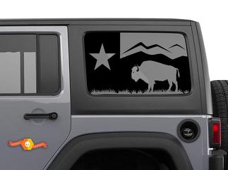 Jeep Wrangler Rubicon Hardtop Texas Flag Forest Mountains Bison Windshield Decal JKU JLU 2007-2019 of Tacoma 4Runner Tundra Subaru Charger Challenger - 67
