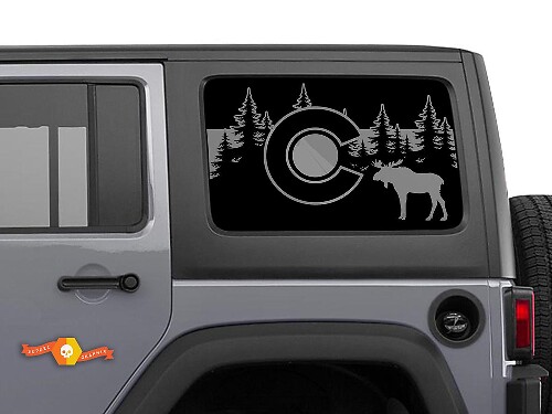 Colorado Vlag Elanden Bos Bergen Voorruit Sticker Decal Voor Jeep Wrangler Rubicon Hardtop JKU JLU 2007-2019 of Tacoma 4Runner Tundra Charger Challenger