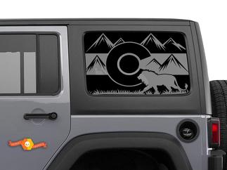 Jeep Wrangler Rubicon Hardtop Colorado Vlag Lion Forest Mountains Voorruit Sticker JKU JLU 2007-2019 of Tacoma 4Runner Tundra Subaru Charger Challenger - 69
