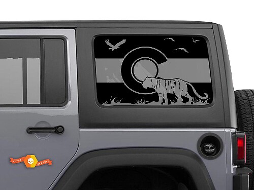 Hardtop Vlag Colorado Tiger Mountains Voorruitsticker Decal Voor Jeep Wrangler Rubicon JKU JLU 2007-2019 of Tacoma 4Runner Tundra Charger Challenger