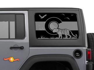 Jeep Wrangler Rubicon Hardtop Colorado Vlag Tiger Forest Mountains Voorruit Sticker JKU JLU 2007-2019 of Tacoma 4Runner Tundra Subaru Charger Challenger - 70
