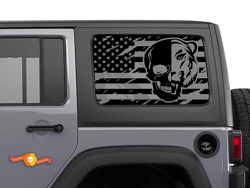 Hardtop USA Vlag Schedel Tijger Voorruit Sticker Decal Voor Jeep Wrangler Rubicon JKU JLU 2007-2019 of Tacoma 4Runner Tundra Charger Challenger