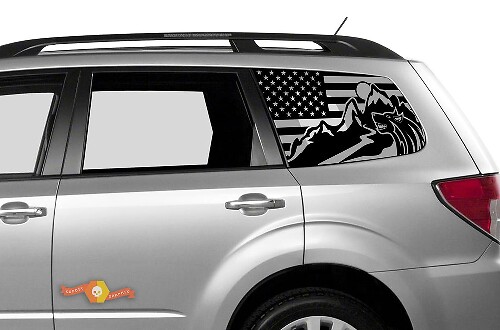 Suba Ascent Forester Hardtop USA vlag Forest Mountains voorruit sticker sticker JKU JLU 2007-2019 of Tacoma 4Runner Tundra Dodge Challenger Charger Wrangler Rubicon - 83
