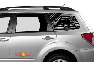 Achterzijde raamsticker USA vlag leeuw voor elke auto
