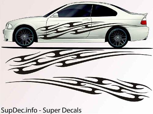 Flame Graphic Strepen Zij Vinyl Decal Sticker