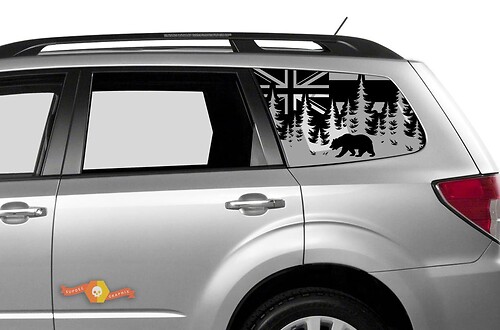 Vlag Hawaii Forest Bear vernietigd zijraamsticker voor Suba Ascent Forester
