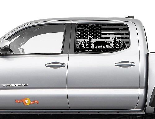 Toyota Tacoma 4Runner Tundra Hardtop USA vlag Forest Bear voorruit sticker sticker JKU JLU 2007-2019 of Dodge Challenger Charger Suba Ascent Forester Wrangler Rubicon - 113
