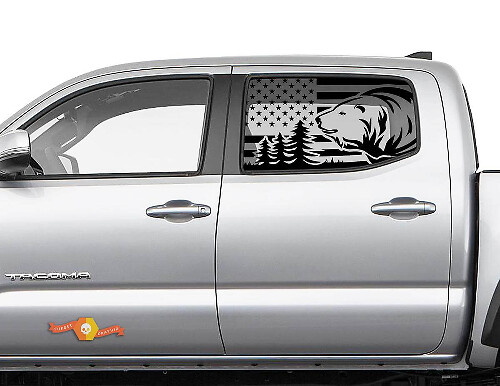 USA-vlag Beer Forest achterzijraam vinylstickers kit voor Toyota Tacoma