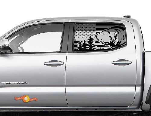 Toyota Tacoma 4Runner Tundra Hardtop USA vlag Forest Bear voorruit sticker sticker JKU JLU 2007-2019 of Dodge Challenger Charger Suba Ascent Forester Wrangler Rubicon - 115
