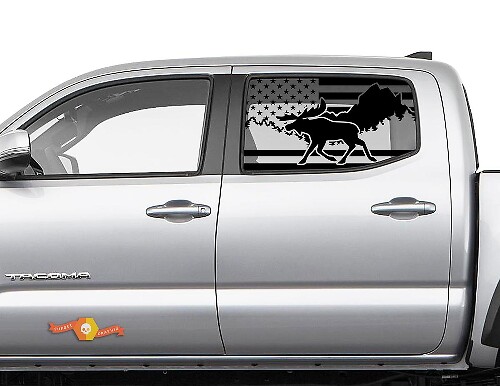 Toyota Tacoma 4Runner Tundra Hardtop USA vlag vernietigd Moose Forest voorruit sticker sticker JKU JLU 2007-2019 of Dodge Challenger Charger Suba Ascent Forester Wrangler Rubicon - 123
