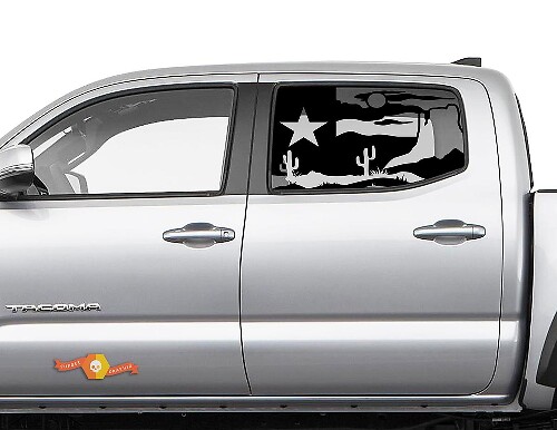 Vinylsticker met woestijnlandschap voor zijruit van Toyota Tacoma