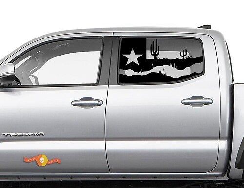 Texas vlag woestijnlandschap zijraam vinyl decal sticker voor Toyota Tacoma