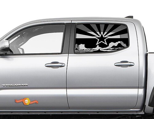 Arizona vlag woestijnlandschap raamzijvinylsticker voor Toyota Tacoma