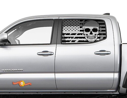 Amerikaanse vlag schedel zijraamstickers voor Toyota Tacoma 4Runner Tundra
