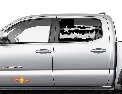 Toyota Tacoma 4Runner Tundra Hardtop Vlag Texas Forest Fields Eagle Zijraamsticker
