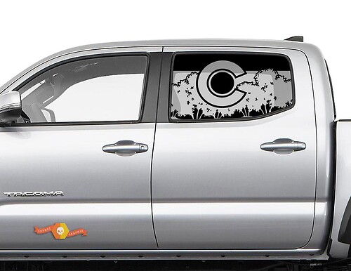 Colorado vlag Forest Mountains voor zijruit Toyota Tacoma 4Runner Tundra sticker
