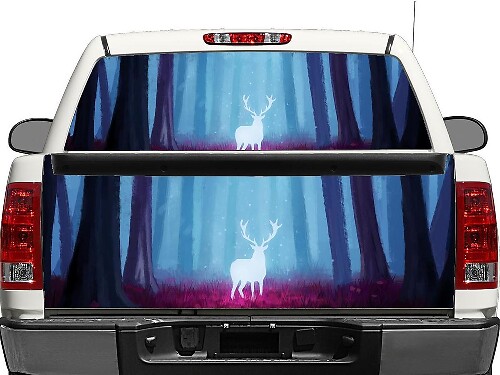Herten Moose in het violette bos Herfst Achterruit OF achterklep Sticker Sticker Pick-up Truck SUV Auto

