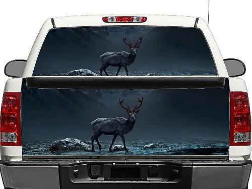 Deer Night Achterruit- of Achterklep Vinyl Sticker voor Pick-up Trucks SUV's