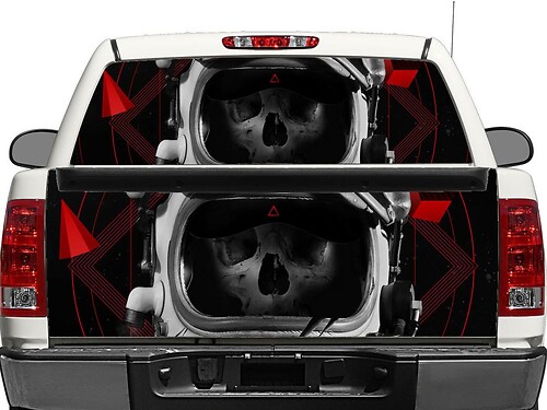 Schedel Cosmonaut Achterruit- of Achterklep Vinylsticker voor Pick-up Trucks SUV's
