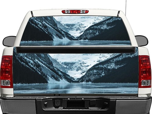 Sneeuwbergen Landschap Achterruit- of Achterklep Vinyl Sticker voor Pick-up Trucks SUV's