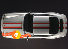 Porsche 911 tweekleurige klassieke motorkap dak achter strepen sticker sticker
 2