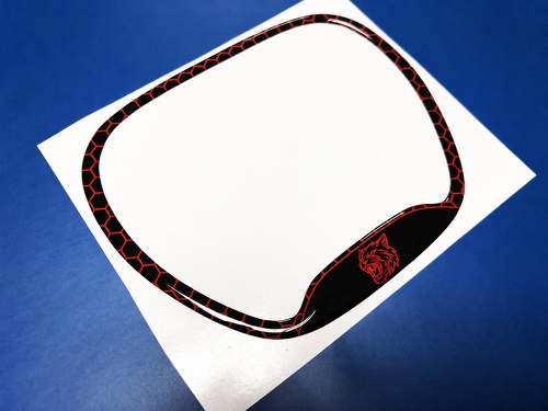 Hellcat Style Red Honeycomb Custom Cat Domed Trim Ring — Vinylsticker (stuurwiel) voor Dodge