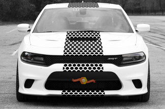 2015 en later Dodge Challenger SRT / HELLCAT Style Solid Strip Honeycomb Rally Stripe Sticker Kit

