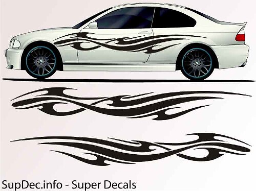 Gebogen Strepen Tribal Stijl Zijkant Vinyl Decal Sticker