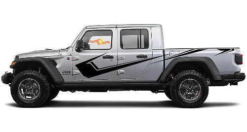 Gebogen Scherpe Zijstrepen Vinyl Decal Kit voor Jeep Gladiator JT